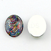 Mixed Pattern Glass Oval Flatback Cabochons for DIY Projects GGLA-R022-45x35-100-2
