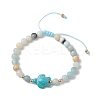 Natural Flower Amazonite Round Beaded Braided Bead Bracelets BJEW-JB10692-04-1