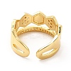 Clear Cubic Zirconia Hexagon Open Cuff Ring KK-H439-27G-3