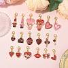 12Pcs 12 Styles Alloy Enamel Pendant Decorations HJEW-FS00078-03-4