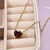 304 Stainless Steel Dark Red Cubic Zirconia Heart Pendant Necklaces for Women NJEW-Z064-04G-3