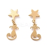 304 Stainless Steel Cat with Star Dangle Stud Earrings for Women EJEW-G328-10-2