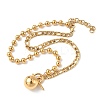 304 Stainless Steel Round Ball Pendant Ball Chain Figaro Chain Necklaces with OT Buckles NJEW-V010-02G-1