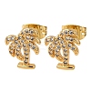Brass Micro Pave Clear Cubic Zirconia Stud Earrings EJEW-D328-04G-05-4