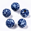 Printed Natural Wooden Beads WOOD-R270-11A-1