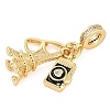 Rack Plating Brass Clear Cubic Zirconia European Dangle Charms KK-P287-18F-G-2