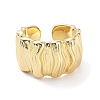 Brass Textured Open Cuff Rings for Women RJEW-D016-01G-2