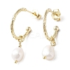 Natural Pearl Dangle Stud Earrings EJEW-P231-30G-2