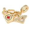Rack Plating Brass Clear Cubic Zirconia European Dangle Charms X-KK-P287-14G-2