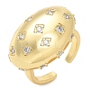 Brass Micro Pave Clear Cubic Zirconia Cuff Rings RJEW-M029-04G-1