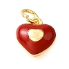 Brass FireBrick Enamel Charms KK-D356-14G-1