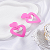 1 Pair Hollow Heart Acrylic Dangle Clip-on Earrings for Women EJEW-LP0001-87-3