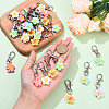 30Pcs 6 Colors Resin Flower Pendant Decorations HJEW-YW00140-3