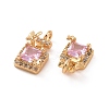Brass Micro Pave Clear Cubic Zirconia Charms KK-E068-VF220-3
