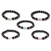 Natural & Synthetic Mixed Gemstone Round Beaded Stretch Bracelet BJEW-JB10009-1