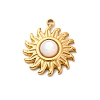 304 Stainless Steel Pave Natural Shell Sun Ray Charms STAS-I331-31G-1