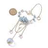 Natural Aquamarine Chip Beads with Brass Finding Pendant Decorations HJEW-JM01815-01-3
