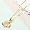 Brass Micro Pave Clear Cubic Zirconia Pendant Necklaces for Women NJEW-M084-02G-03-4