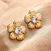 304 Stainless Steel Rhinestone Stud Earrings EJEW-R027-03G-1