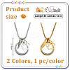 2Pcs 2 Colors Stainless Steel Paw Print Feather Flat Rond Pet Fur Locket Pendant Box Chain Necklaces NJEW-DR00016-2