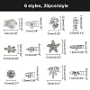 Ocean Theme 120Pcs 6 Style Tibetan Style Alloy Beads FIND-CA0003-06-2