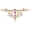 1Pc Flower Brass Rhinestone Ornament Accessories OHAR-FG0001-04C-1