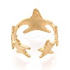 Ion Plating(IP) 304 Stainless Steel Cuff Rings for Women RJEW-N052-09G-3