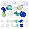 6 Sets 6 Colors Transparent Glass Bead Caps GLAA-BY0001-06-2