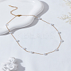 1Pc Stainless Steel & White Round ABS Plastic Imitation Pearl Handmade Link Chain Necklaces NJEW-LP0009-41-3