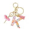 Letter A~Z Transparent Glitter Resin Pendant Keychains KEYC-FZ00024-11-1