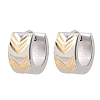 Two Tone 304 Stainless Steel Stripe Hoop Earrings EJEW-L307-04GP-02-4