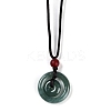 Natural Jadeite Donut/Pi Disc Pendant Necklaces NJEW-F321-03-2
