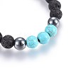 Natural Lava Rock and Non-Magnetic Synthetic Hematite Beads Braided Bead Bracelets BJEW-JB03975-03-2