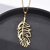 304 Stainless Steel Leaf Pendant Necklaces NJEW-H059-29A-G-2