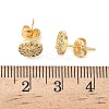 Round Brass Micro Pave Clear Cubic Zirconia Stud Earrings EJEW-Z144-14G-5