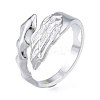 Non-Tarnish 304 Stainless Steel Leaf Cuff Rings RJEW-N038-125P-1