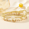5Pcs 5 Styles Brass & Resin Beads Stretch Bracelets FP8271-4-1