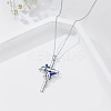Cross with Bird Alloy Enamel Pendant Necklaces & Dangle Earrings Sets FS-WG79AEB-02-3