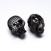 Brass Micro Pave Cubic Zirconia Skull Beads ZIRC-M069-19B-NR-1