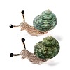 Snail Green Natural Conch Shell Fossil Brooch Pin JEWB-A020-01G-01-1