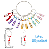 Resin Wine Bottle & Glass Beads Wine Glass Charms AJEW-GA00011-2