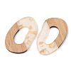 Transparent Resin & Walnut Wood Pendants RESI-S389-021A-B05-2