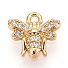 Brass Micro Pave Clear Cubic Zirconia Pendants KK-T075-19G-01-1