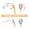 DICOSMETIC 8 Pairs 2 Colors Brass Micro Pave Clear Cubic Zirconia Stud Earring Findings KK-DC0001-32-2