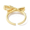Bowknot Brass Micro Pave Clear Cubic Zirconia Open Cuff Rings for Women LS-RJEW-C098-20G-3