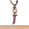 Ceramic Fish Pendant Adjustable Waxed Cord Necklaces for Women LS-NJEW-B146-06-5