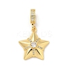 Brass Clear Cubic Zirconia Star European Dangle Charms KK-U044-08G-1