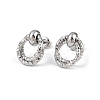 304 Stainless Steel Textured Ring Stud Earrings EJEW-P324-03P-4