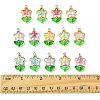 70Pcs 2 Styles 7 Colors Flower Brass Glass Pendants PALLOY-FS00057-5