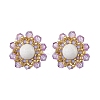 Flower Glass Seed Beaded with Natural Mashan Jade Stud Earrings for Women EJEW-MZ00208-03-3